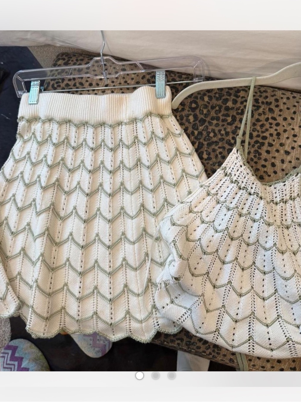 Cream Knit Chevron A-Line Skirt - Women's